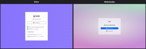 Login screens of Silex and Webstudio side by side
